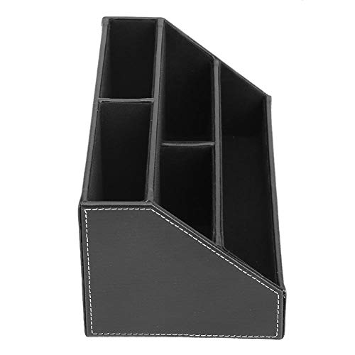 Bargain Crusader Black PU Leather Remote Controller Holder TV Guide CD DVD Controller Organizer Desk Caddy Stationery Organizer Caddy Stationery Holder (L:9.45 x W:5.3 x H:4.3/1.6 inches, Black) - Thumbnail 2