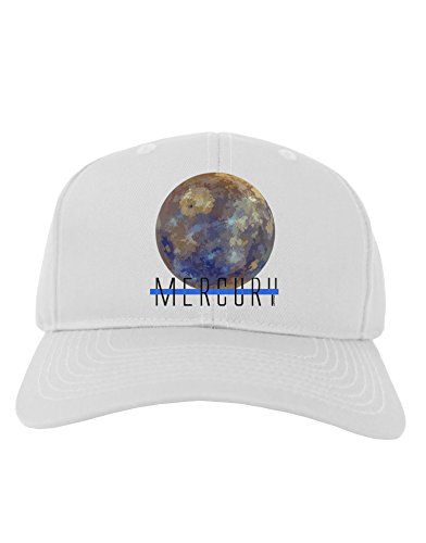 TooLoud Planet Mercury Text Adult Baseball Cap Hat - White