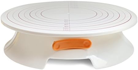 Moyad Cake Decorating Turntable Rotating Cake Stand with Scale Display and Locking Device, 11 Inch, White