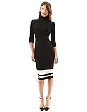 PattyBoutik Women's Turtleneck Ribbed Sweater Dress