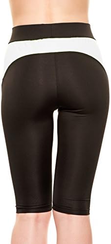 Issa Plus Workout Capris - Workout Leggings - Yoga and Workout Pants for Women (S, Black &amp; White)
