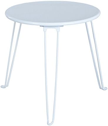 HouseinBox Round Side Table End Display Small Metal Tea Coffee Table Foldable Flat Pack,White