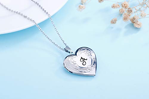 YOUFENG Locket Necklace that Holds Pictures Initial Alphabet A-Z Letter Pendant Necklace Platinum Plated Gifts for Women - Image 5