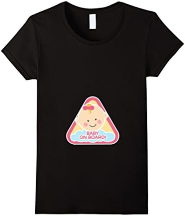 Womens Baby on Board Funny Girl Mother-to-be T-Shirt XL Black