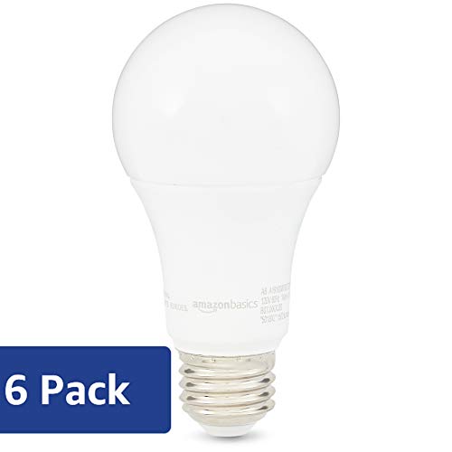 AmazonBasics 100W Equivalent, Soft White, Dimmable, 10,000 Hour Lifetime, A19 LED Light Bulb | 6-Pack