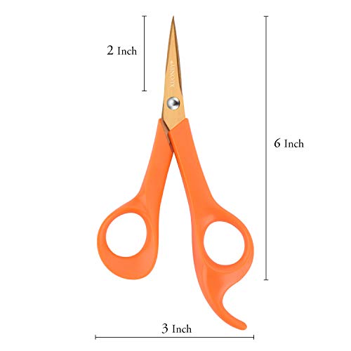 KUONIIY Micro-Tip Scissorsï¼Œ6 Inch Pointed Comfort-Grip Handles Sharp Titanium Blades, 4-Pack