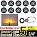 TMH 10 Pcs 3/4 Inch Smoked Lens Amber 3 LED Mini Round Miniature Side Marker Indicator Lights with Rubber suitable for Trailer Pickup Truck Car 12V DC Waterproof