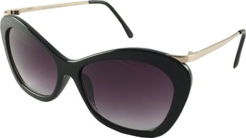 Revive Eyewear Big Girls' Sixties 'Mod Style Black Frame/ Black Lens Non Polarized Sunglasses 140