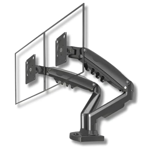 Suporte Duplo para Monitor com Pistão a Gás JadeVic – Braço Articulado para 2 Monitores de 10 até 29 Polegadas com Rotação 360° - JadeVic