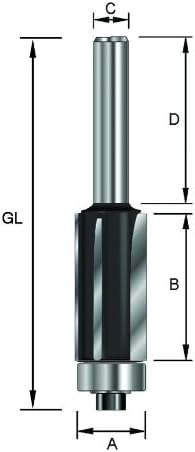 ENT 13502 Trimming Cutter Carbide TC, Shank (S) 8 mm, Diameter (D) 12,7 mm, NL 25,4 mm, Z3, SL 32 mm, GL 68 mm, with Ball Bearing - Image 4
