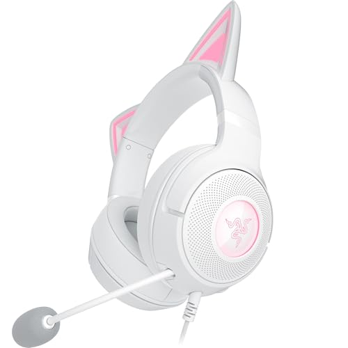 Razer Kraken Kitty V2 - Kabelgebundenes RGB-Headset mit Kitty Ohren für Gaming und Streaming (325 g, Triforce 40 mm Treiber, HyperClear Cardioid Mic,