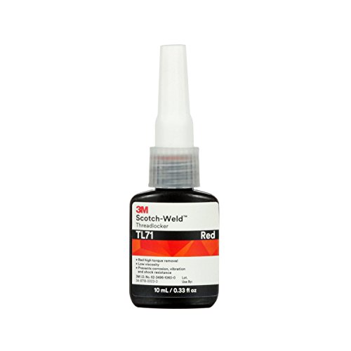 3M Scotch-Weld 62612 Threadlocker TL71, 10 mL Bottle, Red, 0.33 fl. oz.