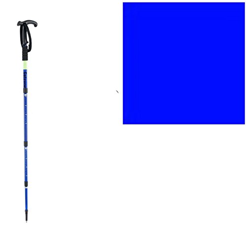 Walking Stick Trekking Pole Hiking Mountaineering Trail Telescoping Ultra Strong Alpenstocks Anti Shock With Reflective Tapeï¼ˆ1 Pieceï¼‰Blue