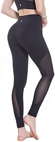 Black Leggings for Women Sexy Capri Yoga Pants Power Flex Tummy Control Workout Tights Fitness with Mesh