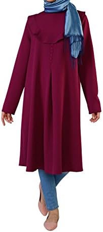 Nevvera Begonia Tunic, Frilled and Buttoned With Long Sleeve For Hijabi Women (10, Begonia Color)