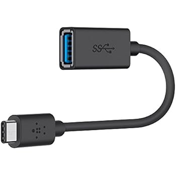 Belkin F2CU036btBLK USB-If Certified 3.0 USB Type C (USB-C) to USB A Adapter, Compatible with USB-C Devices Including New MacBook and Chromebook Pixel