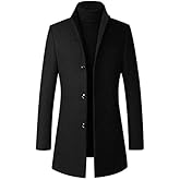 Minibee Men's Trench Woolen Coat Winter Stylish Long Slim Fit Luxury Wool Blend Topcoat Business Down Jacket