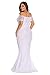 Elapsy Womens Sexy Plus Size Off Shoulder High Slit Floral Maxi Party Bohemian Wedding Formal Long Dress Evening Gown White XXX-Large