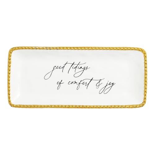 Mud Pie Christmas Good Tidings Gold Edge Sentiment Tray