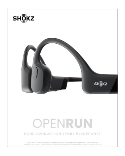 SHOKZ OpenRun - Auriculares Deportivos Bluetooth de Conducción Ósea, Auriculares Inalámbricos Resistentes al Sudor para Entrenamientos y Correr, Micrófono Incorporado, con Banda para el Cabello, Negro