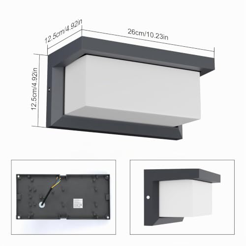 Klighten 2pcs E27 Outdoor Wall Light, 60W E27 Wall Light, IP65 Outdoor Wall Lamp for Indoor and Outdoor Use, Anthracite, (No Bulb)