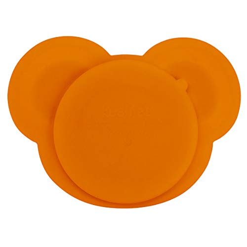 Kushies Siliplate, Silicone Suction Plate For Toddlers, BPA, PVC & Phtalate Free, Dishwasher, Microwave & Oven Safe, Non Slip, Non Skid Stay Put Feeding Dishess - Orange Bear (Carrot)