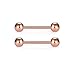 JFORYOU Barbell Ring 14G 316L Stainless Steel Cubic Zirconia Tongue Rings Body Piercing, 14mm Rose Gold