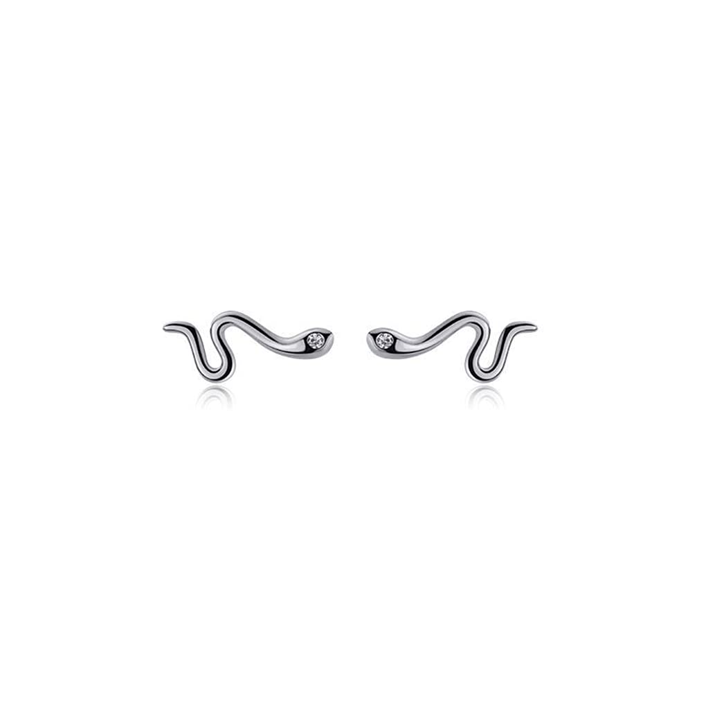 Chereda Cute Small Snake Stud Earrings For Women Girls 925 Sterling Silver Animal Snake Stud Earring Piercing Jewelry Gift