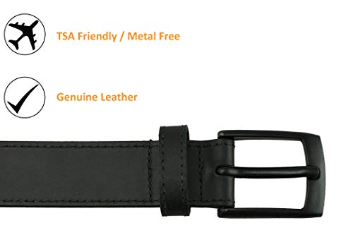 Highliner Made in USA Metal Free Travel Leather Belt by Thomas Bates (38, Black)