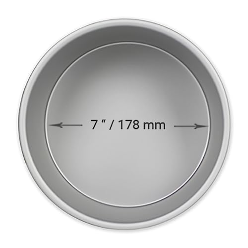 PME Professional Anodized Aluminum Round Cake Pan 7 x 2 Inches, Silver