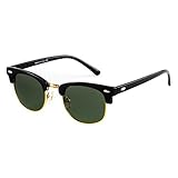 Flowertree Unisex Rs5141 Browline 47mm Sunglasses (Glossy Black+green)
