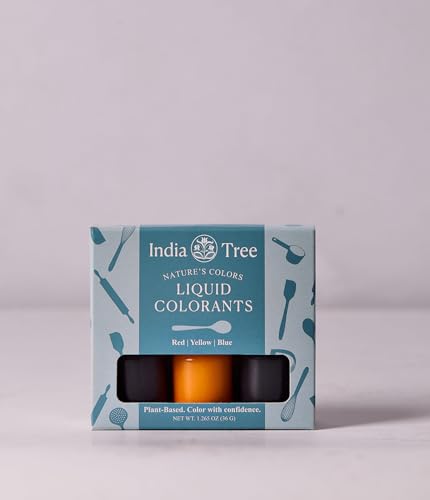 NATURAL FOOD COLORING SET: INDIA TREE NATURE’S COLORS (RED, YELLOW, BLUE) LIQUID, 1.265 OZ | PLANT-BASED, NON-GMO, CLEAN LABEL, RED-3 FREE