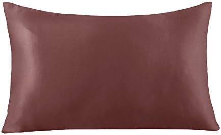 Natural Silk Pillowcase for Hair &amp; Skin with Hidden Zipper 19 Momme 100% Pure Mulberry Silk Charmeuse Vividmoo, queen size cofee
