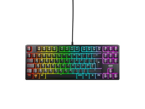 Cherry XTRFY K4V2 TKL, Kabelgebundene Gaming-Tastatur ohne Nummernblock, Portugiesisches Layout (QWERTY), RGB-Beleuchtung, Mechanische MX2A RED Switches, Schwarz
