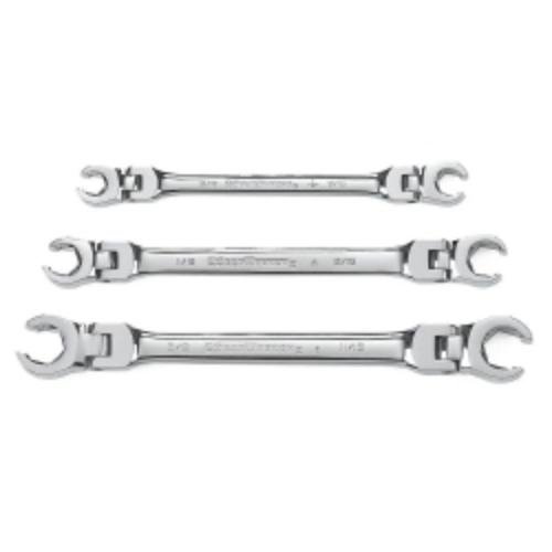 GEARWRENCH 3 Pc. Ratcheting Flex Head Flare Nut Wrench Set, SAE 89098