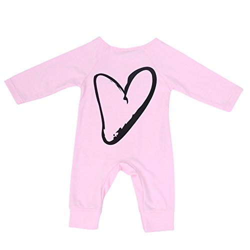 Chinatera Baby Girls Fall Clothes Love Printed Long Sleeve Cotton Soft Romper Newborn Jumpsuit (6-12 M, Pink)