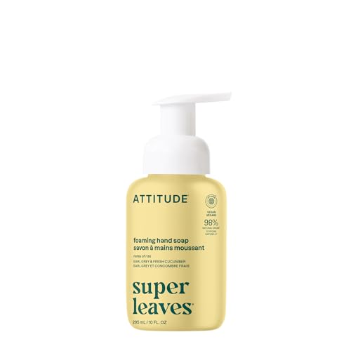 ATTITUDE Foaming Hand Soap, EWG Verified, Plant and Mineral-Based Ingredients, Vegan and Cruelty-free Personal Care Products, Lemon Leaves, 10 Fl Oz