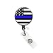 Thin Blue Line Nurse Badge Reel Retractable ID Badge Holder (Thin Blue Line Flag Badge)