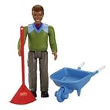 Fisher Price Loving Family African American Dad with Wheel Barrel & Garden Rake