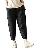 LaovanIn Women's Linen Cropped Pants Tapered Ankle