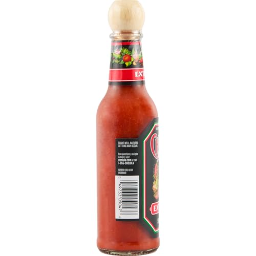 CHOLULA HOT SAUCE, EXTRA HOT, PRODUCT OF MEXICO, BLEND OF ARBOL & PIQUIN PEPPERS FOR BRINGING EXTRA HOT HEAT TO TACOS, EGGS, PIZZA AND MORE, 5 FL OZ