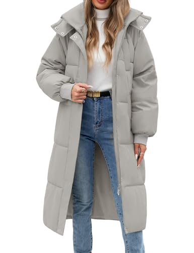 VXVGER Women Long Puffer Coat Winter Warm Hooded Down Parka With Zip at Amazon