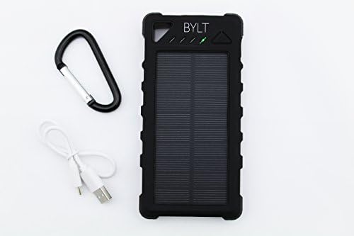 BYLT Solar Power Battery Bank for iPhone Android Samsung 16000mAh with Dual USB Ports Slim Durable Waterproof Portable Solar Charger