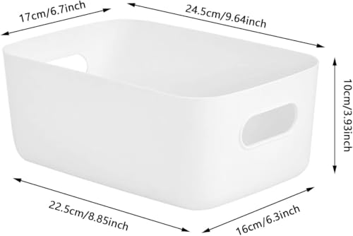 Storage Box 4 Pcs, Home And Organizers Cupboard Boxes With Handles, Wardrobe Organiser Box, Kitchen Storage, For Pantry Plastic Box (WHITE)