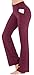 IUGA Bootcut Yoga Pants with Pockets for Women High Waist Workout Bootleg Pants Tummy Control, 4 Pockets Work Pants for Women Maroonthumb 1