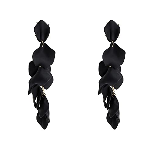 Just Follow - Long Acrylic Rose Petal Earrings for Women, Large, Metal, No Gemstone