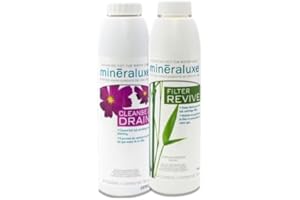 Duo de Produits Mineraluxe Pour Nettoyage de plomberie de spa | Filter Revive 600ml | Cleanse & Drain 700ml