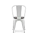 BELLEZE Metal Dining Chairs Set of 4, Stackable Metal Chairs Vintage Farmhouse Chairs with Detachable Backrest and Wood Seat, Weather Resistant Tolix Chair for Indoor Outdoor - Alexander (White)