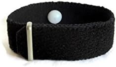 Anxiety, Insomnia,Tension Headache, Stress, Nausea, Hyperactivity Relief Acupressure Bracelet with The Added Benefits of Aromatherapy. All Natural. (Single Band) Black (no Scent/Plain, Large 8")
