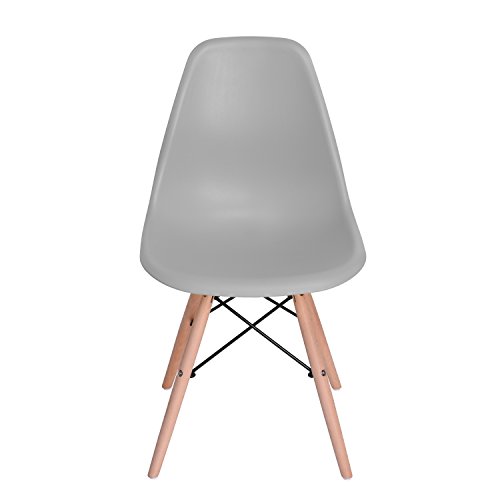 Set of 4 Modern Kitchen Chairs,Warmcentre Dining Room Side Chairs with Natural Beech Wood Strong Metal Base Legs, for Dining Living Waiting Room,Grey - Thumbnail 3